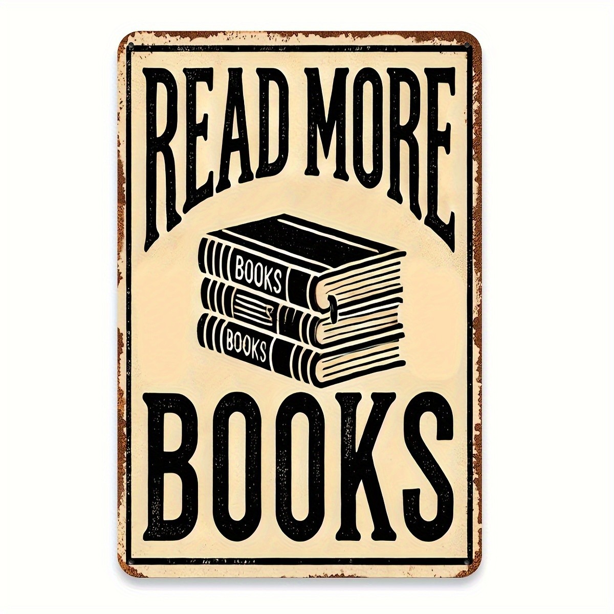 Retro ‘Read More Books’ Metal Sign Book Lover Home Library Hanging Decoration