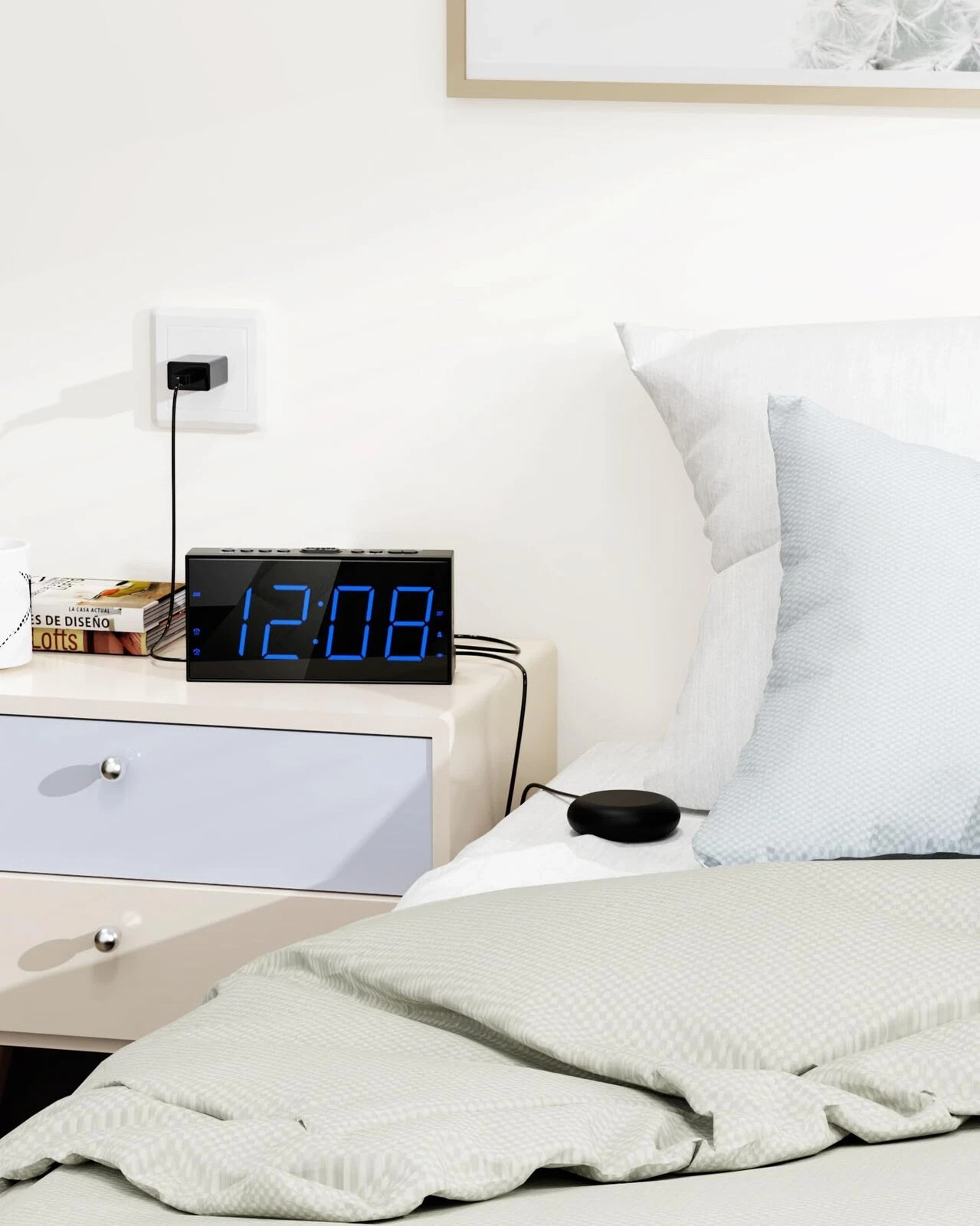 Super Loud Alarm with Bed Shaker, Vibrating Alarm Clock for Heavy Sleepers