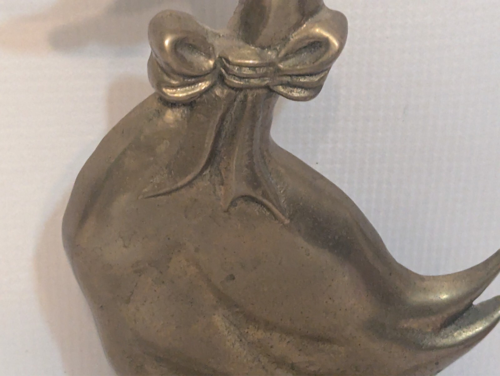 VTG 1987 Upper Deck Solid Brass Goose Door Stop Bookend 9″H 4.5″W 2lbs Bow Tie +
