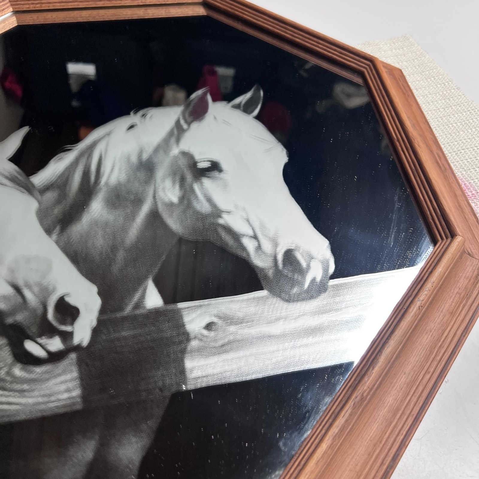 Northern Image Art Medium Brown Red Oak Wall Print Horses Made In USA Decor