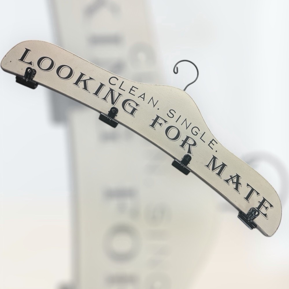 Vintage Wooden Laundry Room Sign Looking For Mate Hand Painted Funny Cottagecore