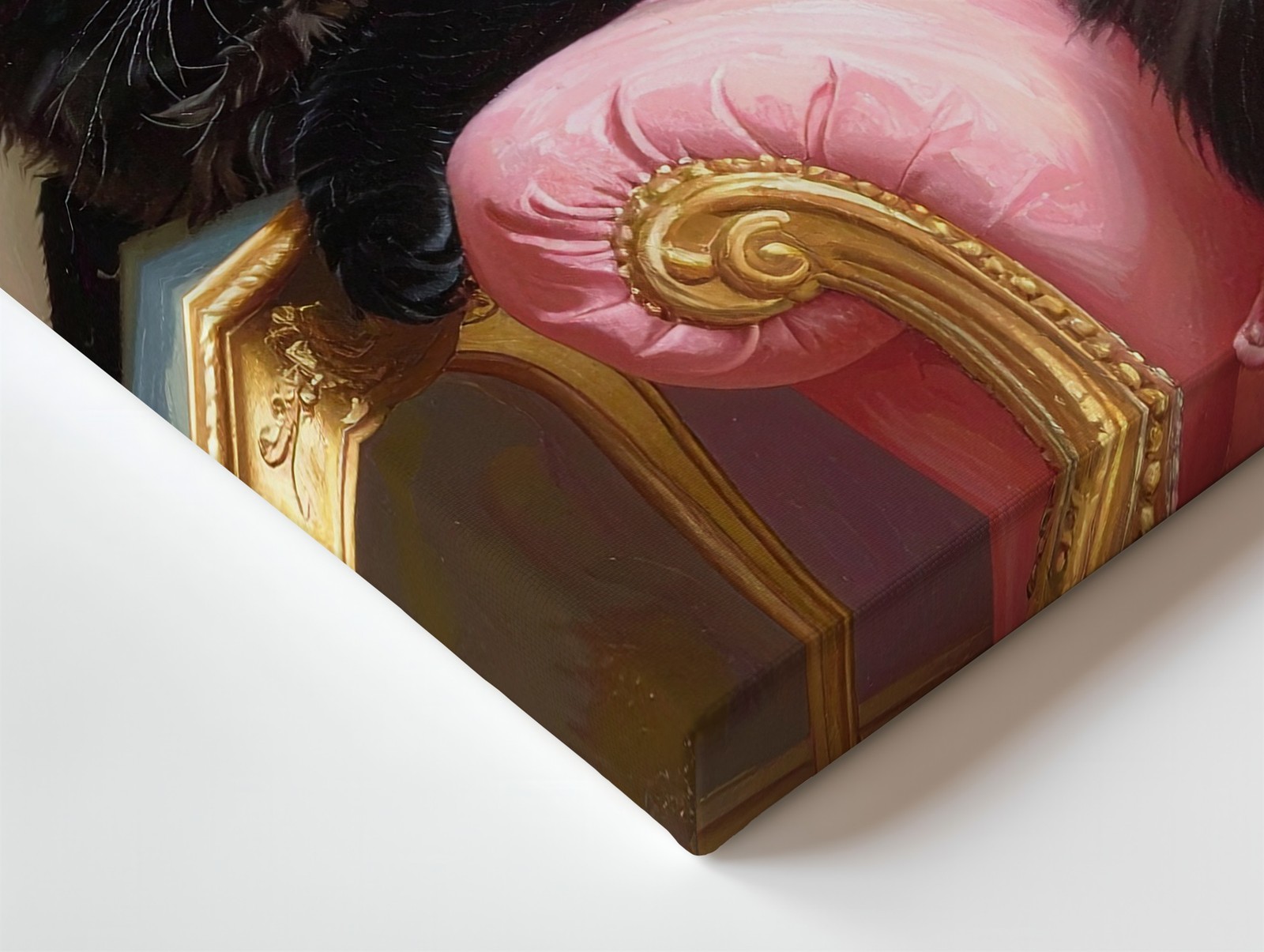 Velvet Throne Cat Canvasregal Black Feline On Pink Chaise With Cocktail Wall Art