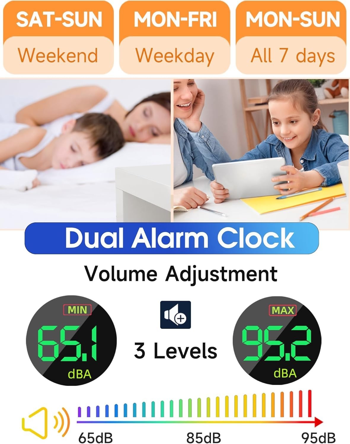 Extra Loud Alarm Clock for Heavy Sleepers Adults,Teens,Kids,Rainbow Clock for…