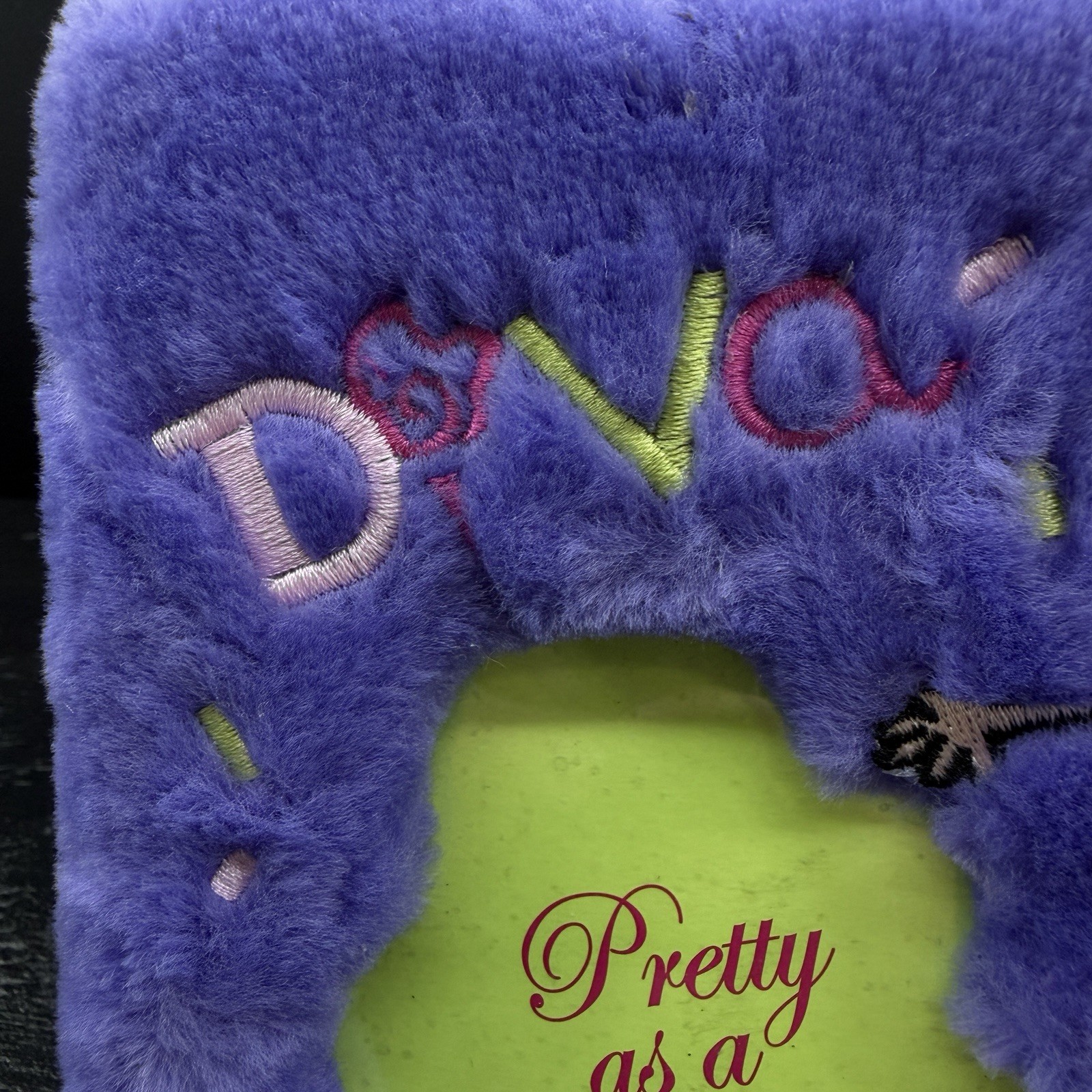 Y2K Fuzzy Plush Picture Frame Teen Stars Diva Purple Pink Lime Green