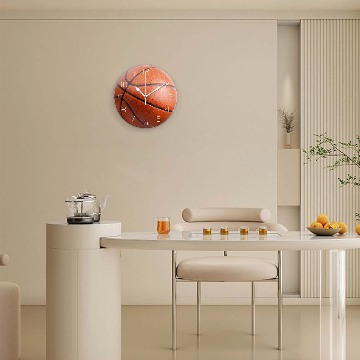 9.8×9.8 Inch Basketball Sport Theme Wall Clock Silent NonTicking Battery