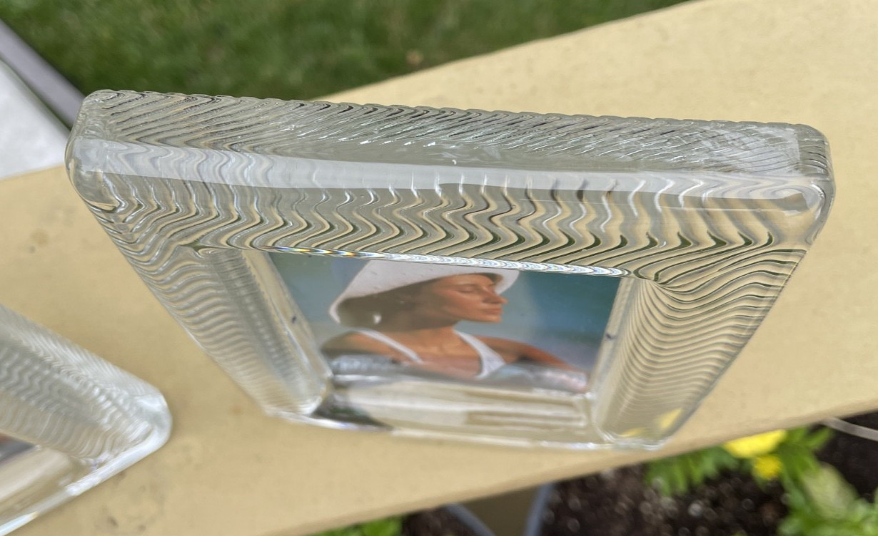 Pair of Mikasa Photo Frames 5×4″ Polished Wavy Glass (4×2-3/4″ Inner) *See Note