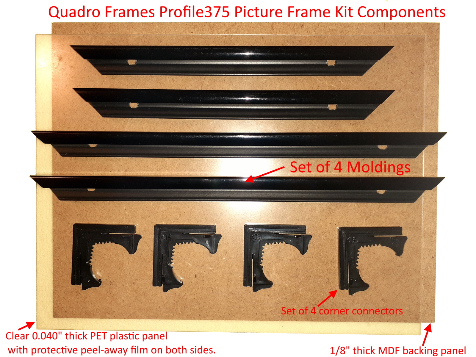Quadro Frames 15×32 inch Picture Frame KIT, Style P375-3/8 inch Wide Molding
