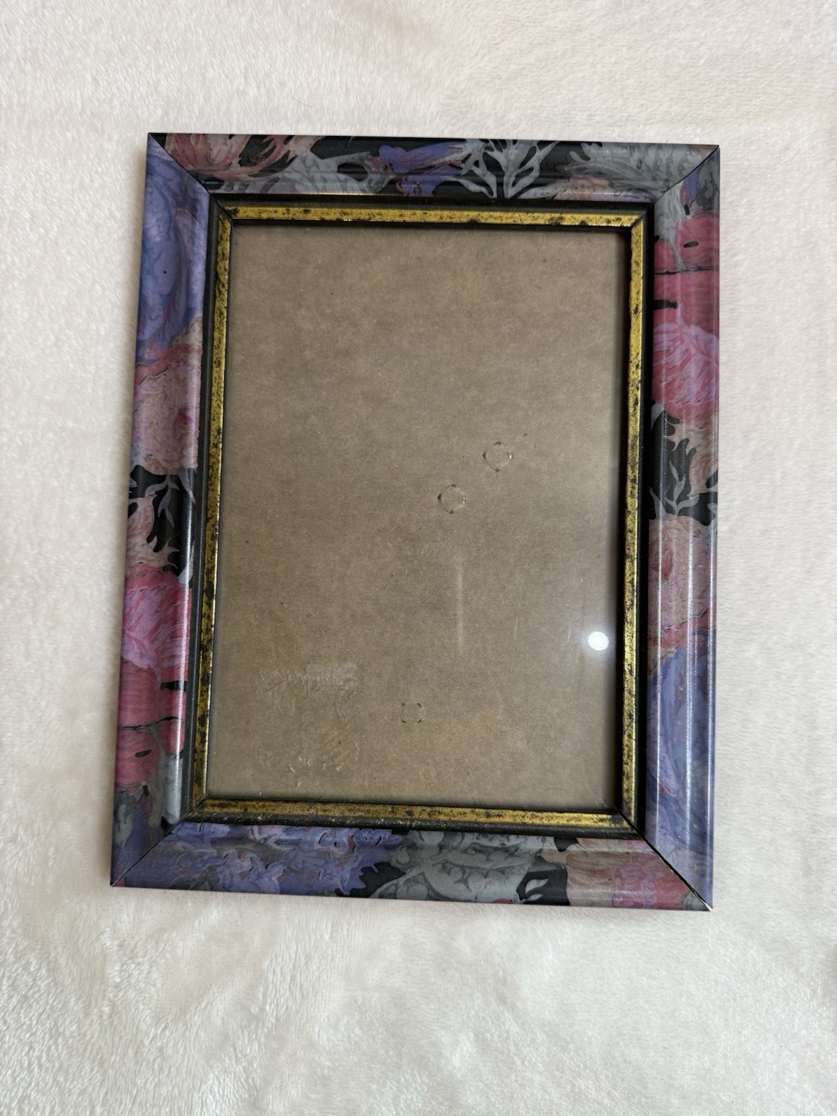 5×7 Vintage Pink Purple Floral Gold Border Plastic Antique Picture Photo Frame