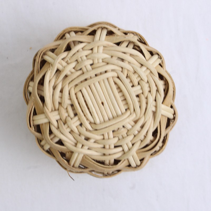 Handmade Solid Beige Color Mini/Small Oval Woven Baskets 2.25″ x 3.25″ x 3.25″