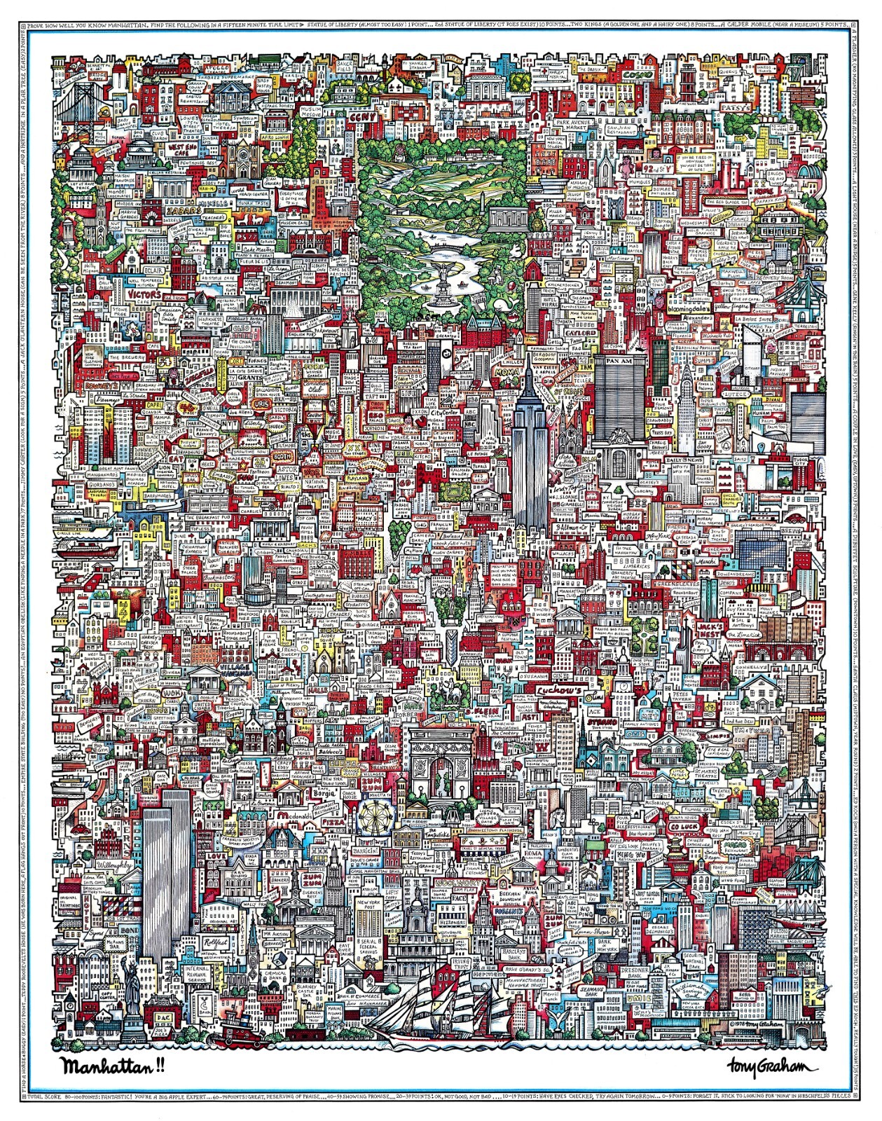 Poster New York City – Manhattan!! 1978 Tony Graham 70x100cm – 28×40 inches