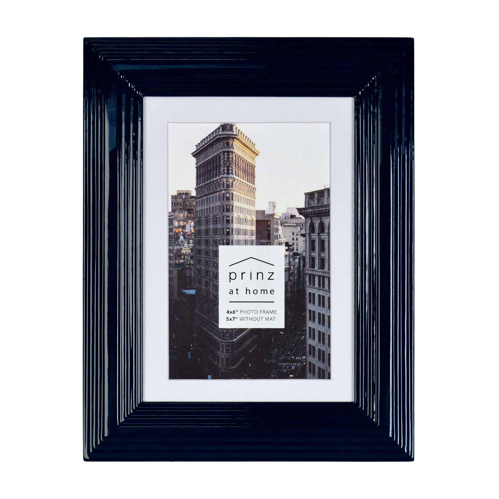 PRINZ Midtown High Gloss 4×6″ Molded Modern Picture Frame, Dark Blue Midnight