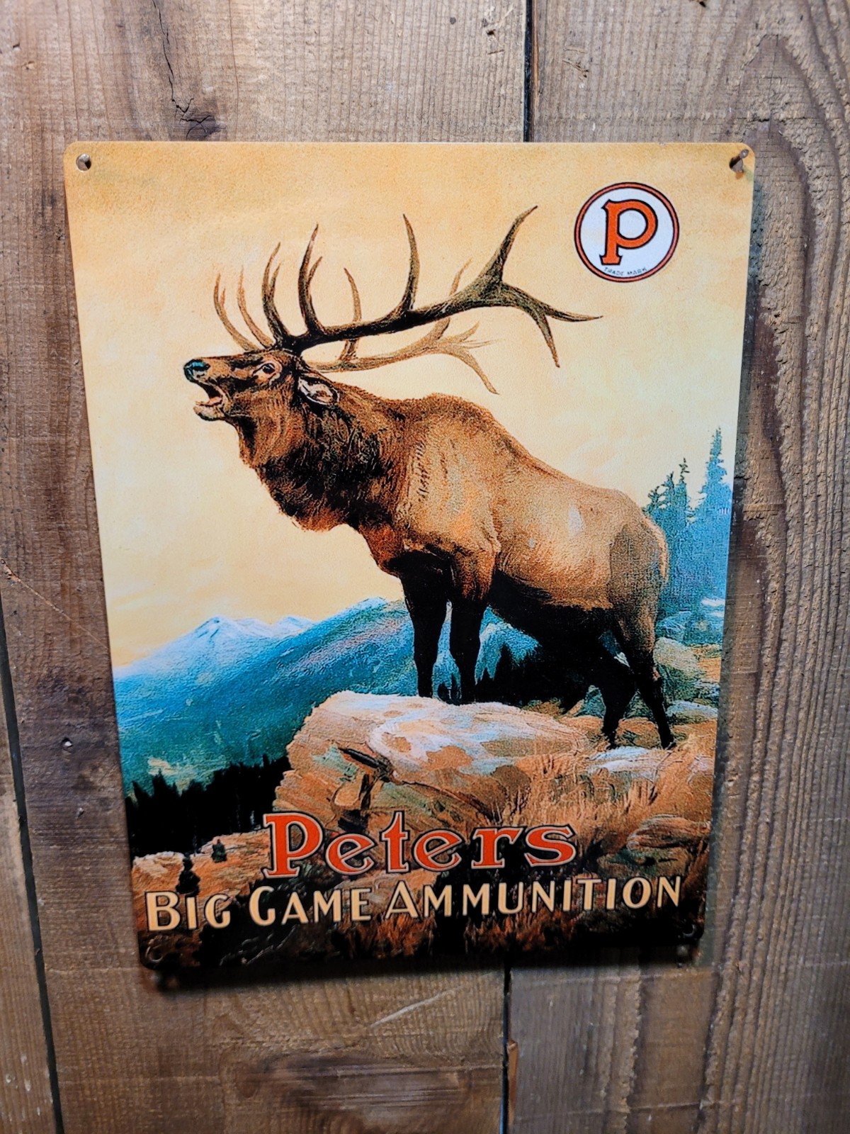 Vintage Peters ammunition Elk advertisement reproduction metal sign