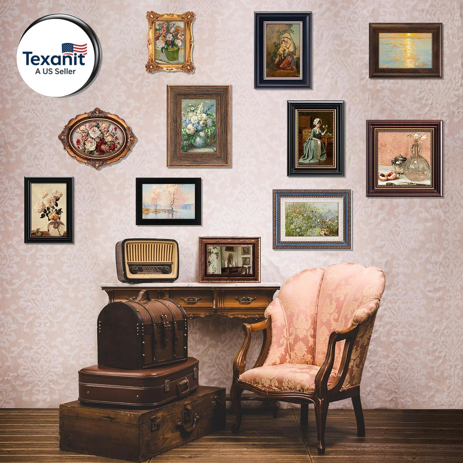 12 Pcs Vintage Picture Frames for Wall or Tabletop Display Ornate French Country