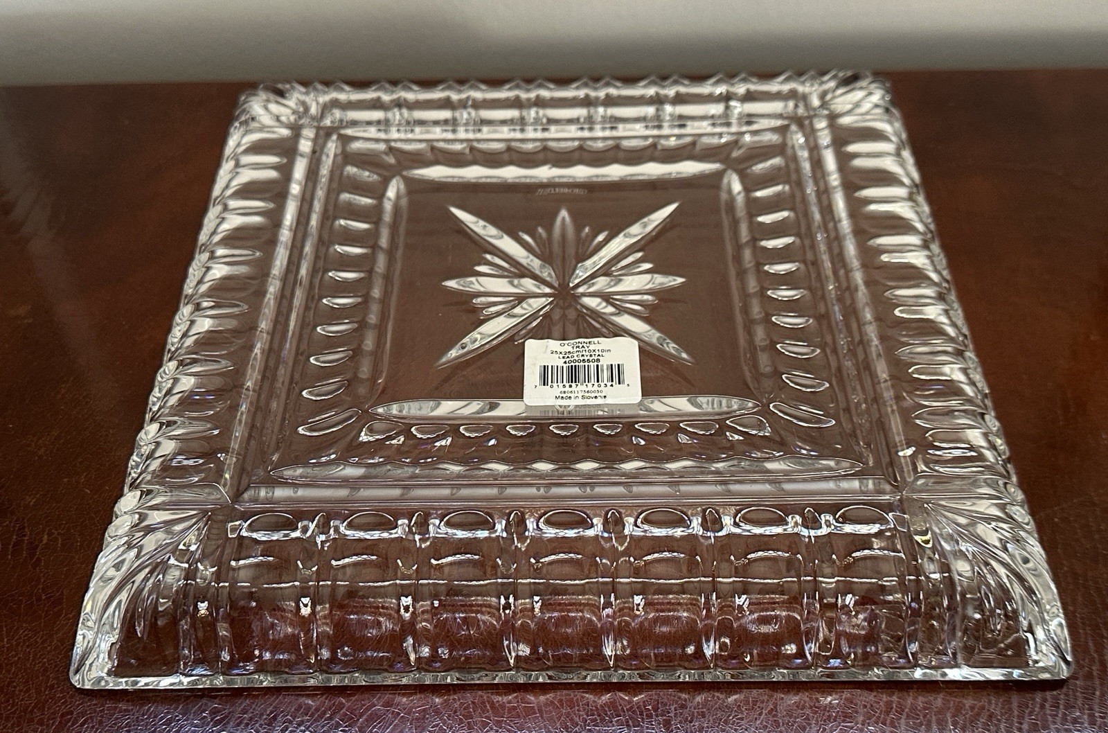 New w/ Label Waterford Crystal O’Connell 10″ X 10″ Square Vanity Dresser Tray