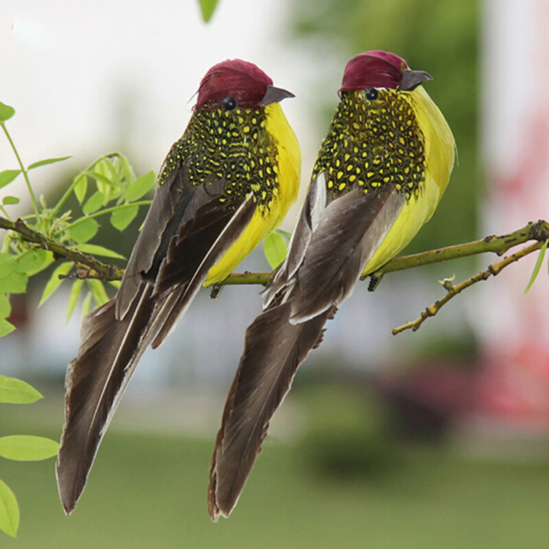 4pcs Mini Artificial Birds Fake Feather Foam Sparrow Home Garden Ornaments Craft