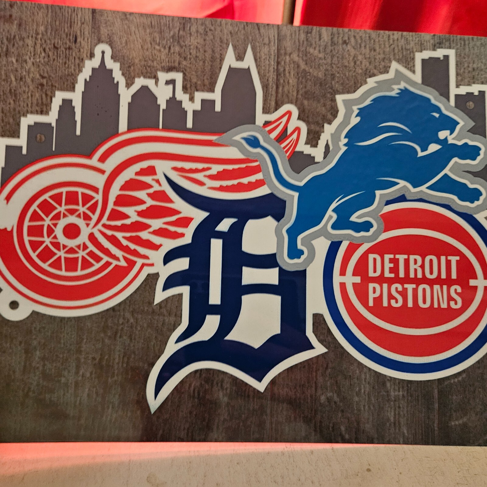 Detroit Sports Logo 12×18 inch metal poster.