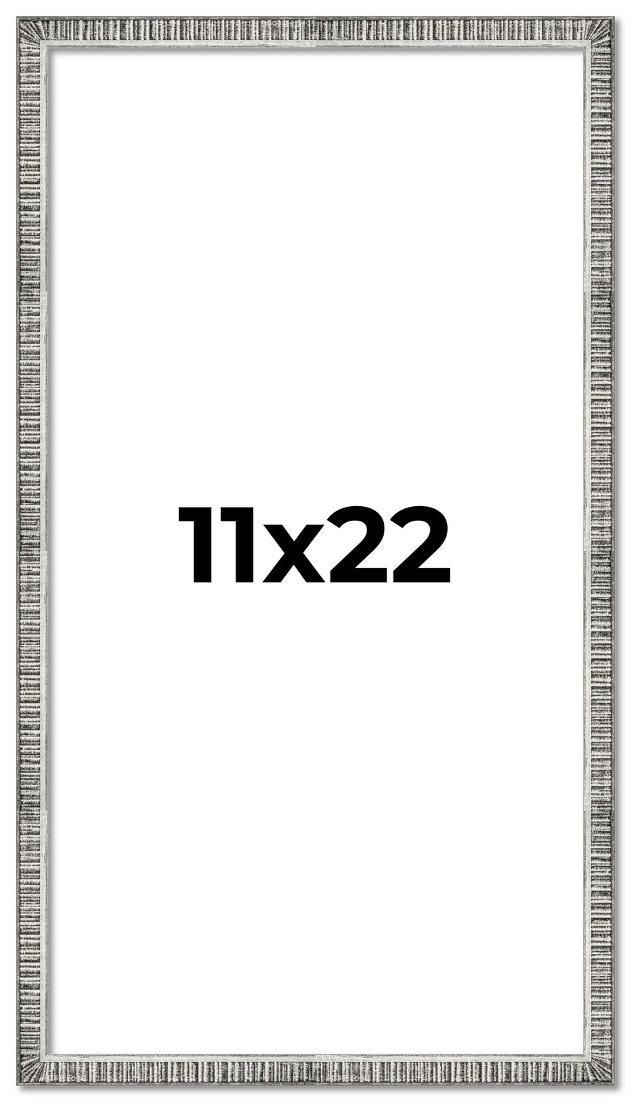 11×22 Frame Silver Grey Distressed Solid Wood Picture Frame | 0.75 Inch Moulding