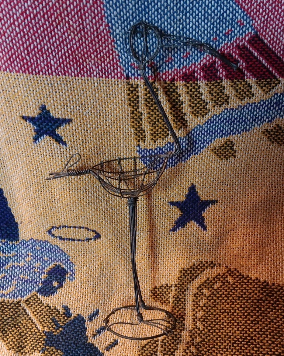 Folk Art Wire Basket Bird Decor Unusual Salt Life Decor Stork Or Other Species