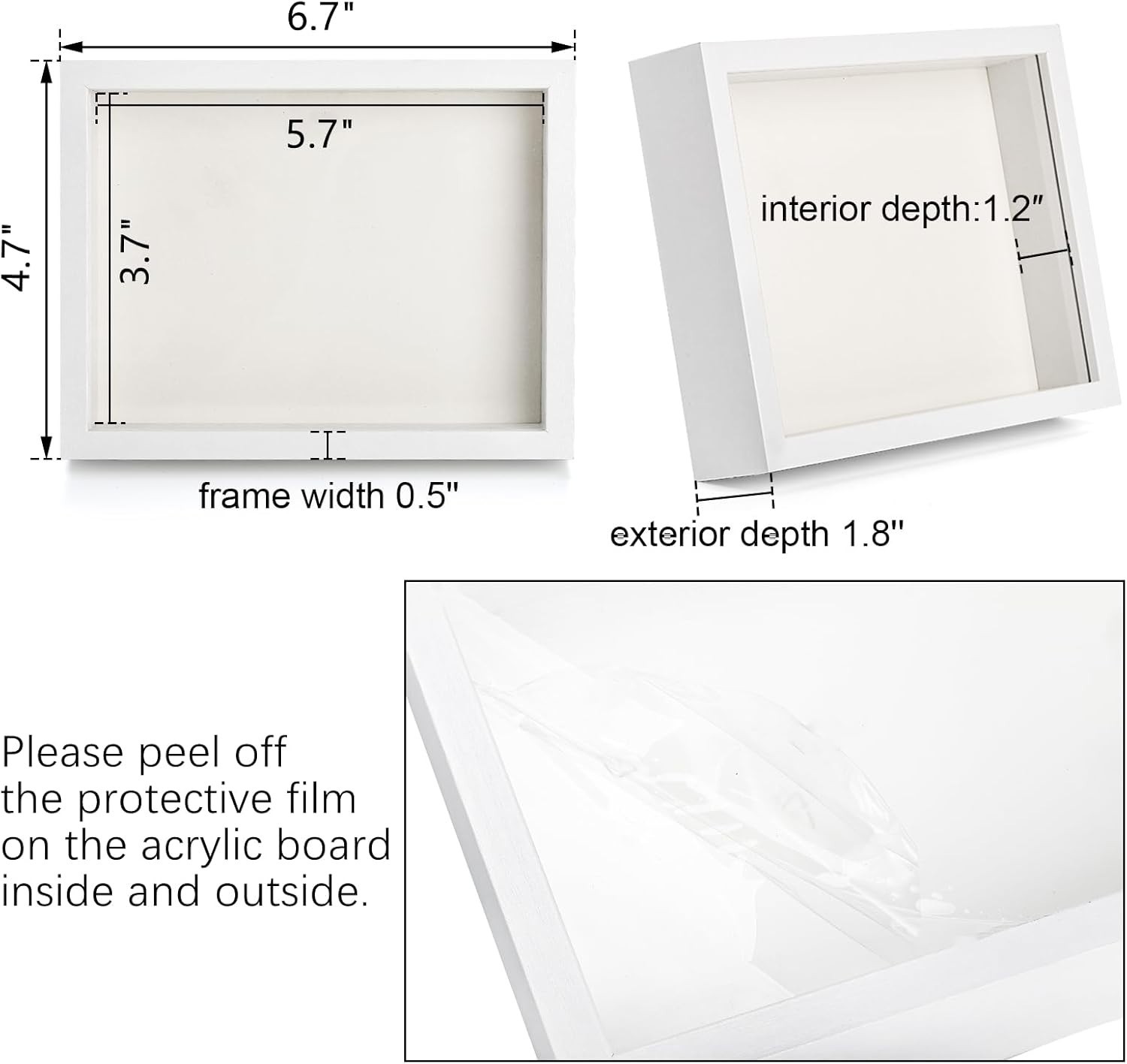 4×6 Shadow Box Picture Frames with Removable Hardware for Vertical or Horizontal