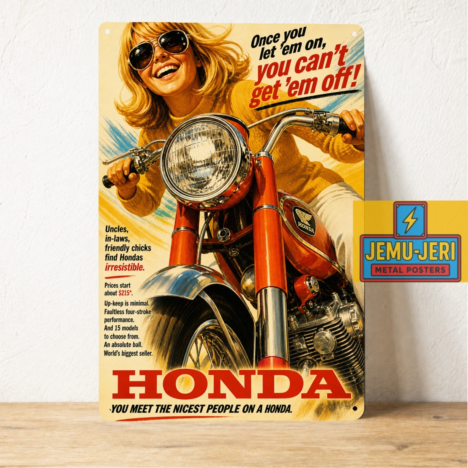 Honda Vintage Motorcycle Ad Metal Sign 8×12 Retro You Meet Nicest People Poster