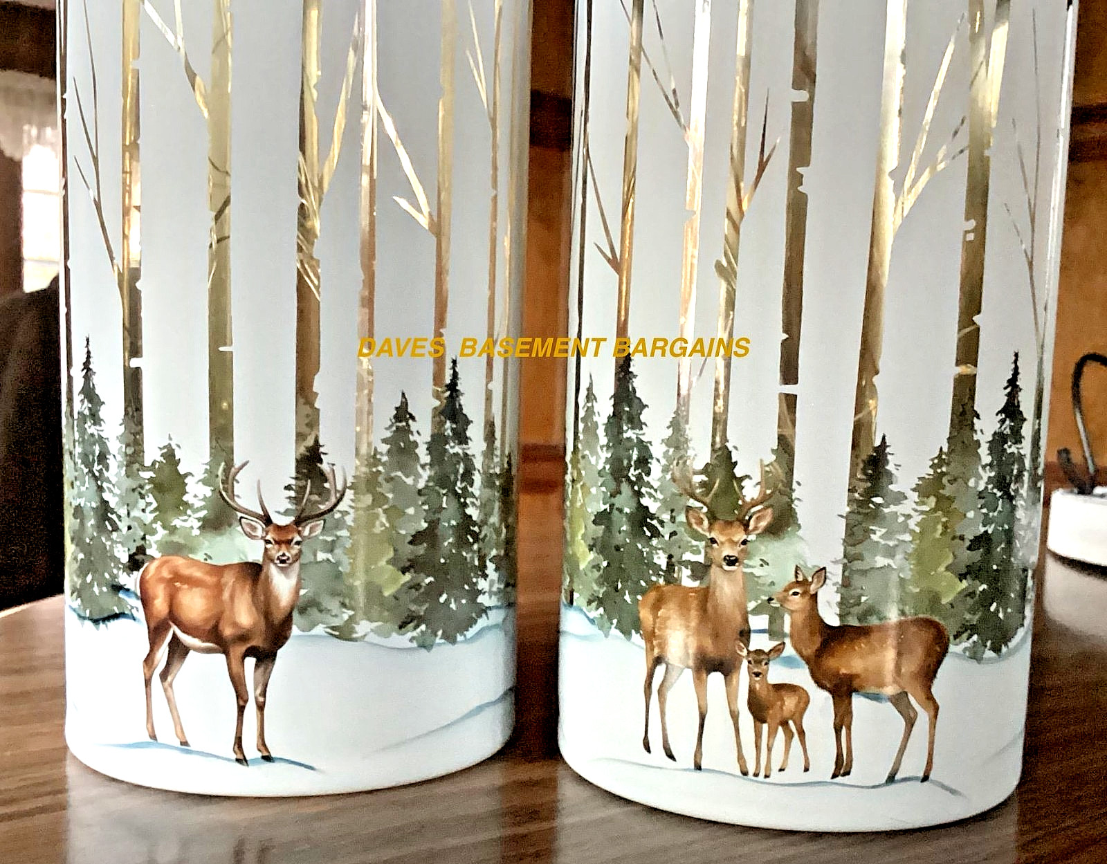 Set of 3 Illuminated Woodland Glass Hurricanes by Valerie – FREE FAST SHIPPING
