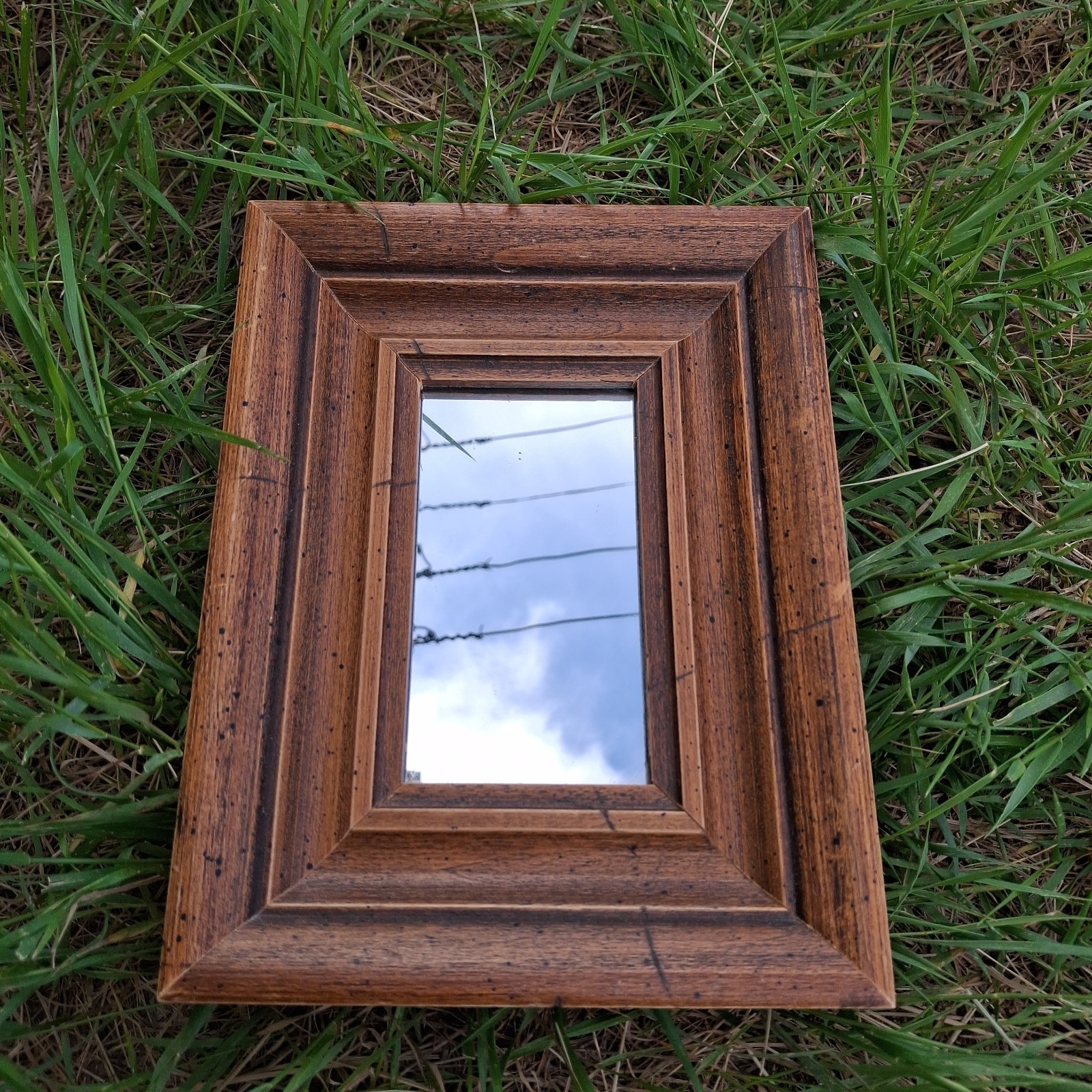 Vintage Small Wooden Frame Mirror