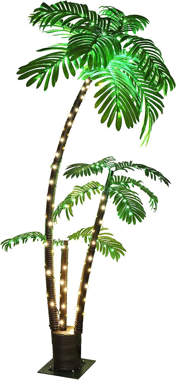 Artificial Lighted Palm Tree LED Lights Decoration 6ft for Home Patio Party Xmas