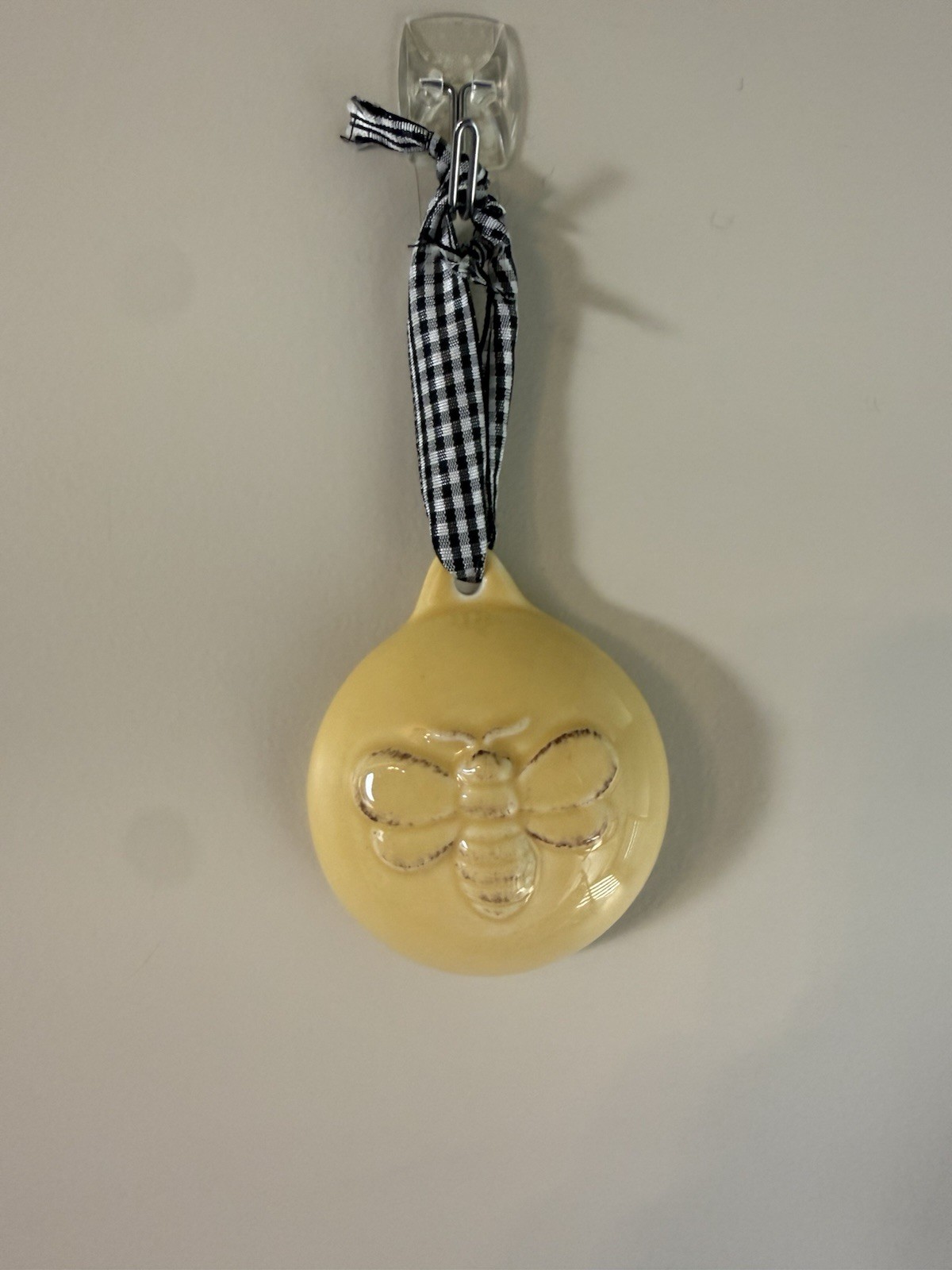 Bee Ceramic Wall Hanging Ornament Yellow Farmhouse Cottagecore Decor