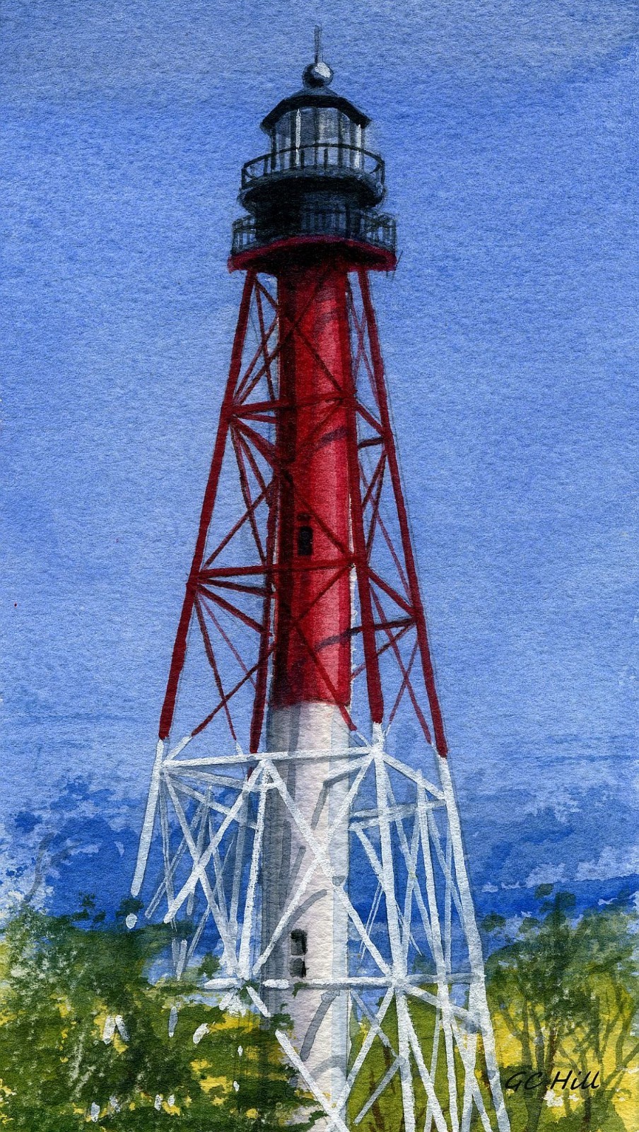 Crooked River Lighthouse Carrabelle Florida Matted Watercolor Art Prints