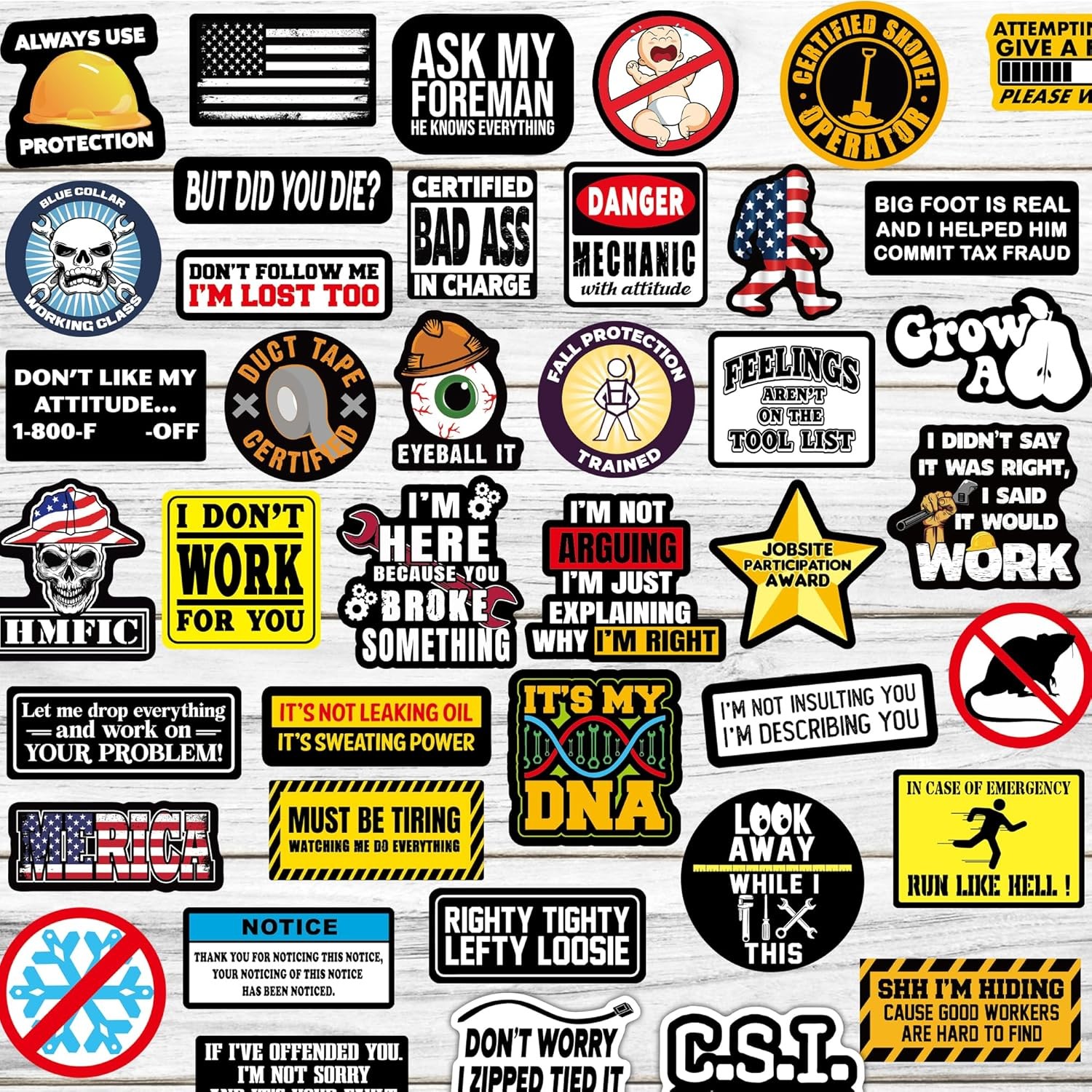 150 PCS Funny Hard Hat Stickers for Adults Dark Humor, Hilarious Decals for Tool