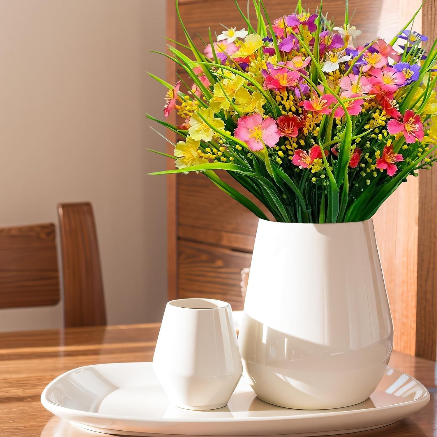 12Bundles Artificial Flowers forOutdoor:UV Resistant Faux Silk Wildflowers Daisy