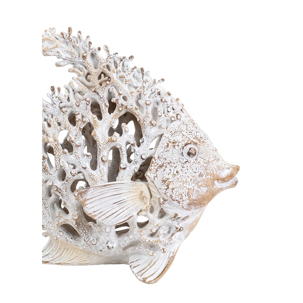 11×6.3×9.8″ Decorative Polyresin Angelfish Sculpture with Coral Reef Design