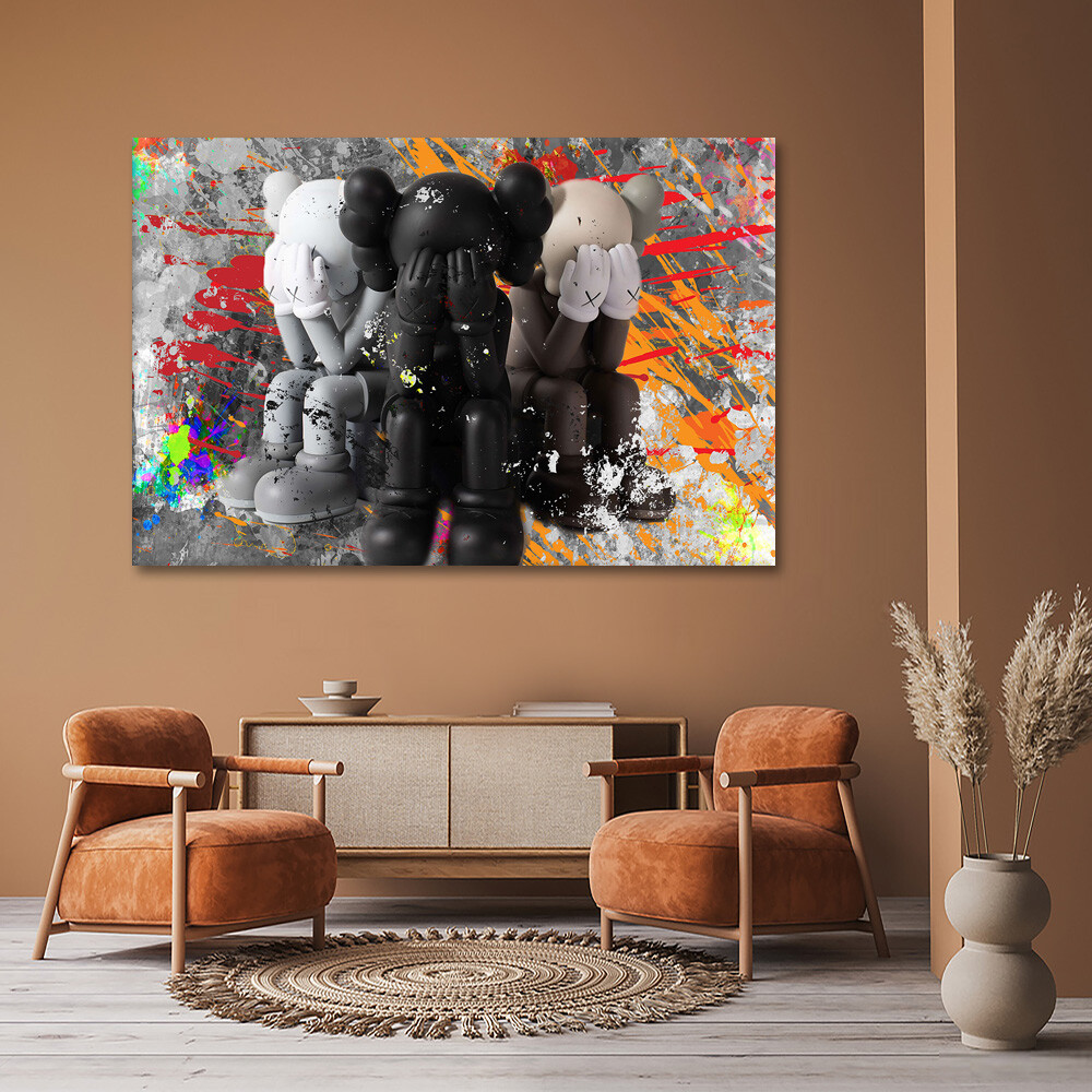Cartoon Dolls Wall Art Canvas Print Ready To Hang Hypebeast Decor Pop Art Poster