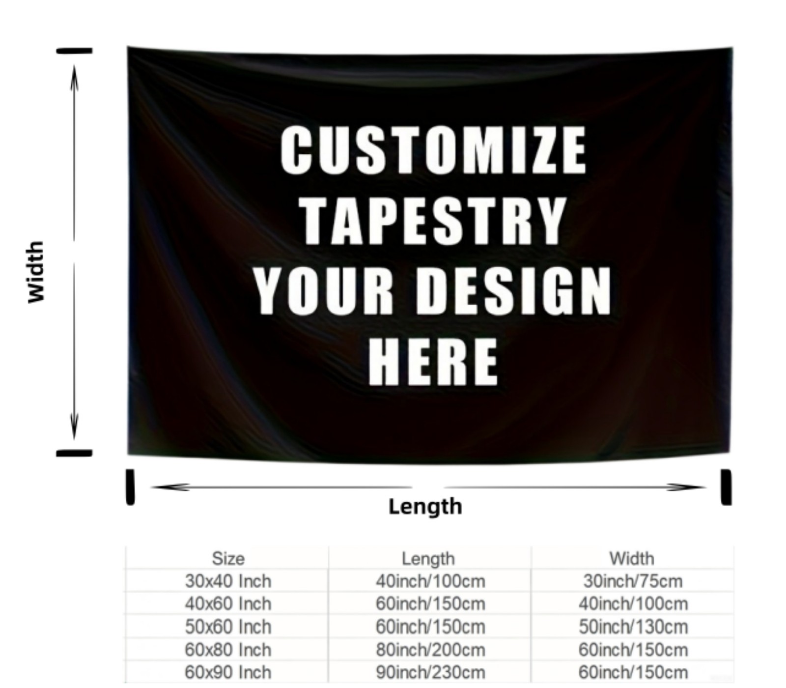 Personalized Custom Tapestry Unique Wall Hanging Backdrop for Home & Room Decor