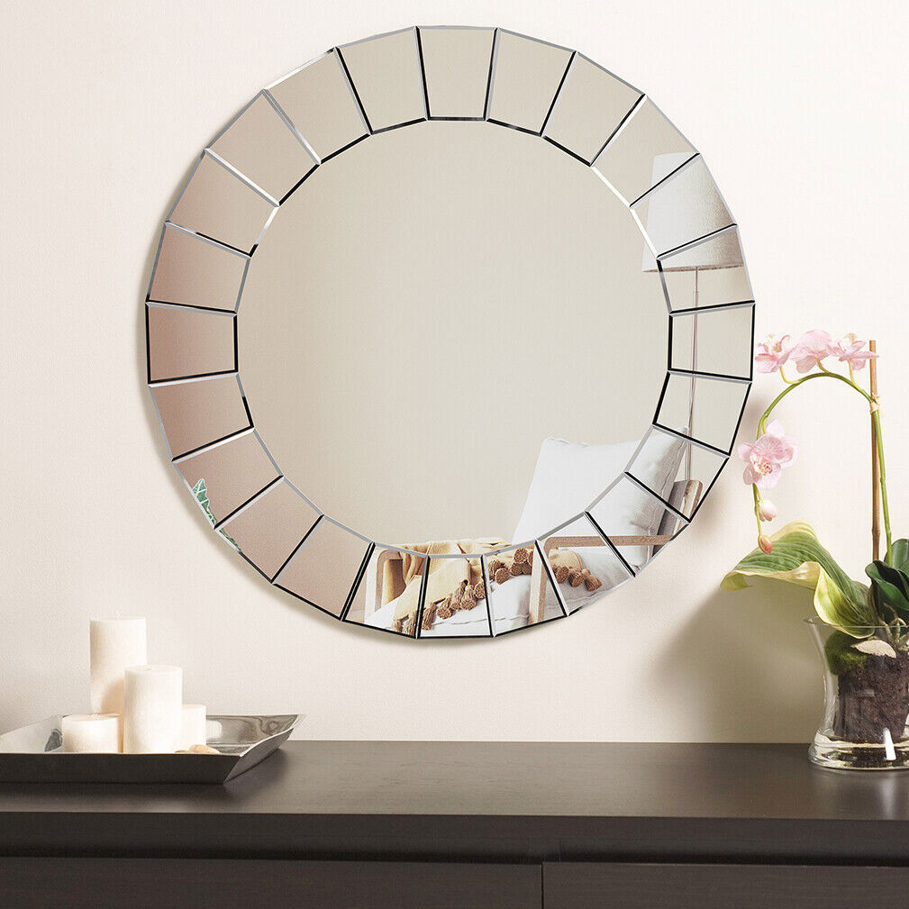 32″ Round Wall Mounted Decorative Mirrior Entryway Bathroom Hanging Wall Mirrors