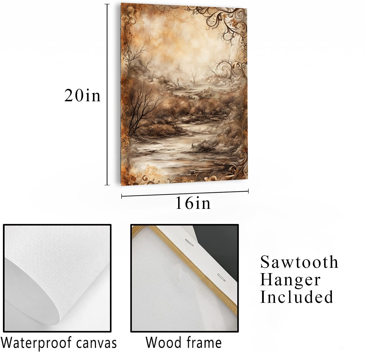 16×20 Desolate River Canvas Print Wall Art, Contemporary Wall Art