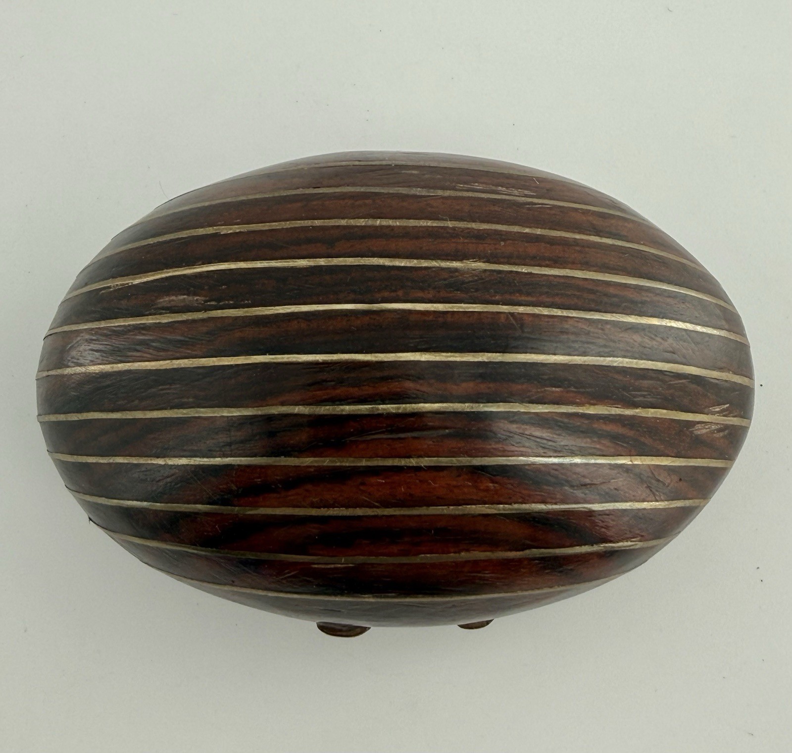 Mid Century Modern Rosewood Brass Inlay Clam Shell Trinket Box Paul Evans Style
