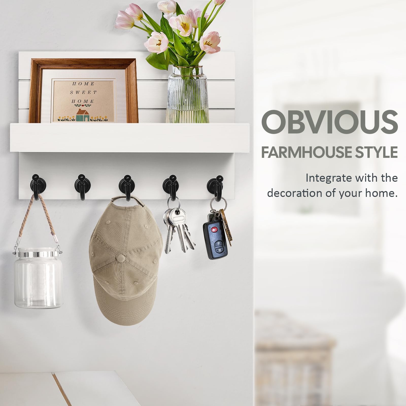 Key Holder for Wall: Easy Installation Mail Organizer Wall Mount Hanging Key …