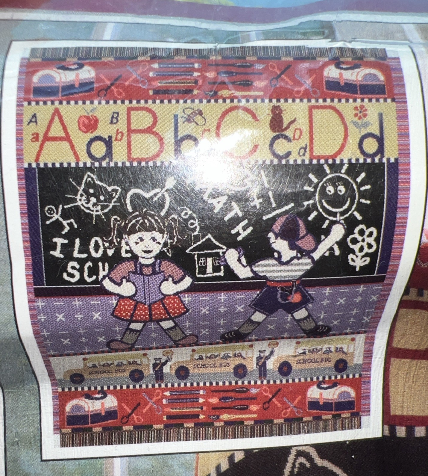 1995 Back to SCHOOL DAYS Jacquard Throw 50 x 60″ Tapestry Made in USA NOS NEW