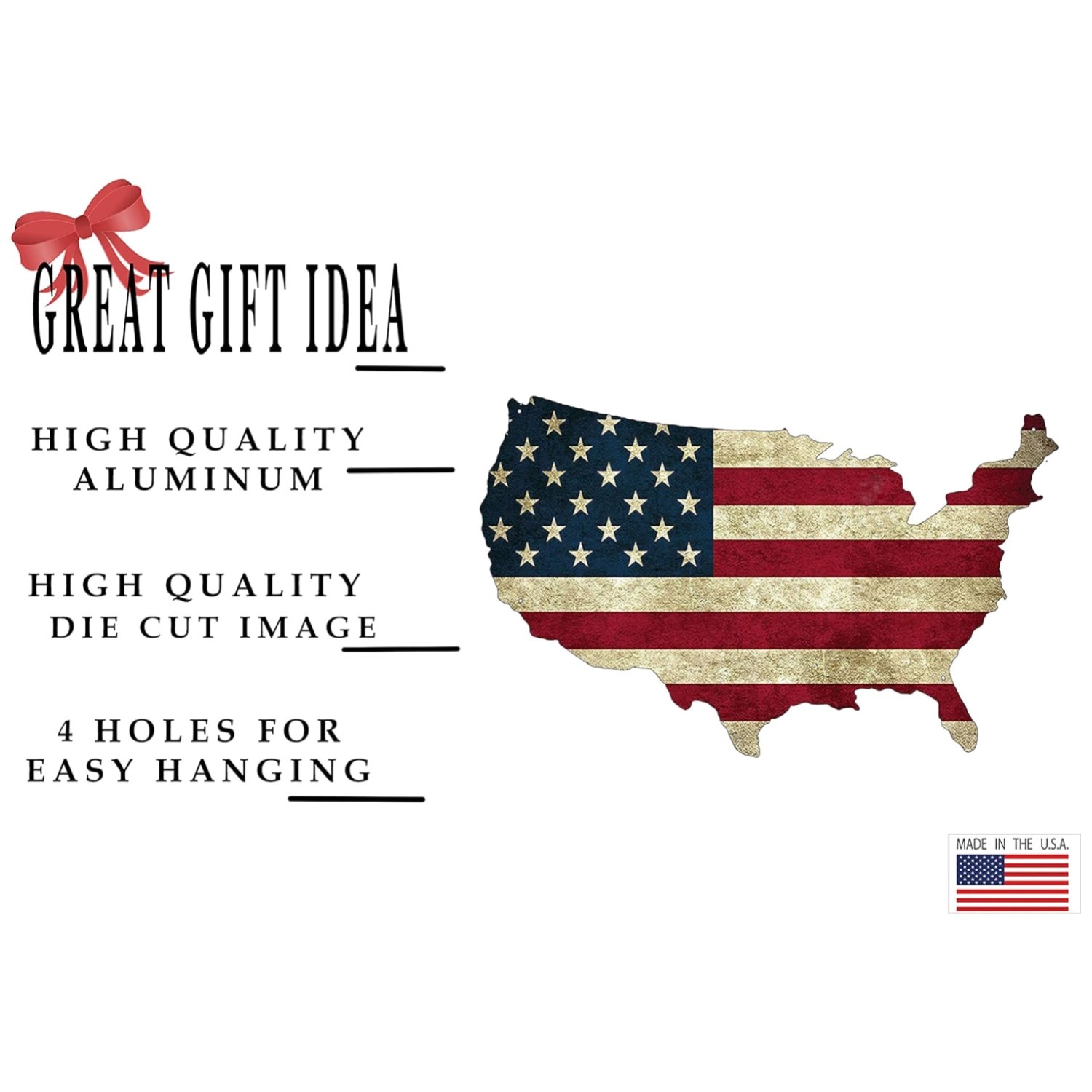 Patriotic Gift for Military Veteran, USA Flag Outline