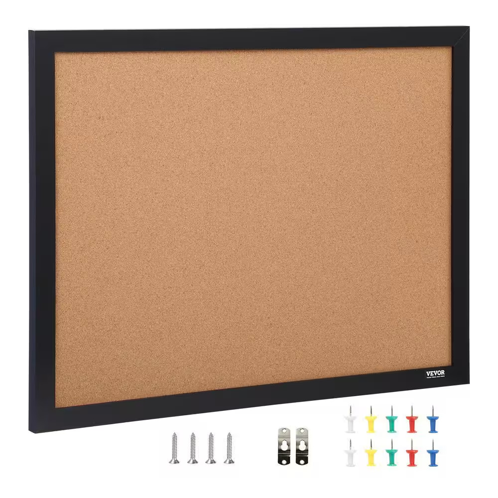 Cork Board 36 In. X 24 In. Vision Board Includes 10 Pushpins and MDF Sticker Fra
