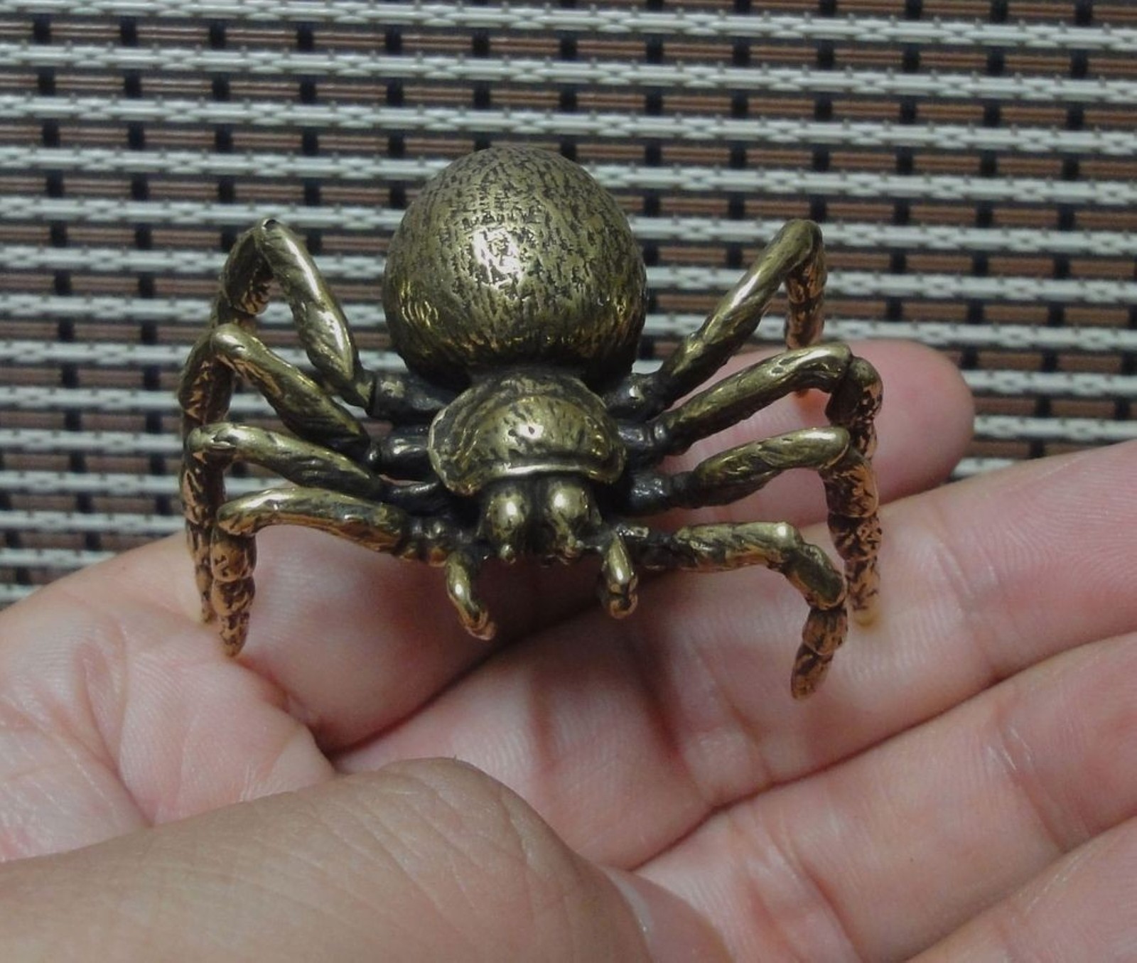 Vintage Solid Brass Spider Figurine Sculpture Paperweight for Home Decor