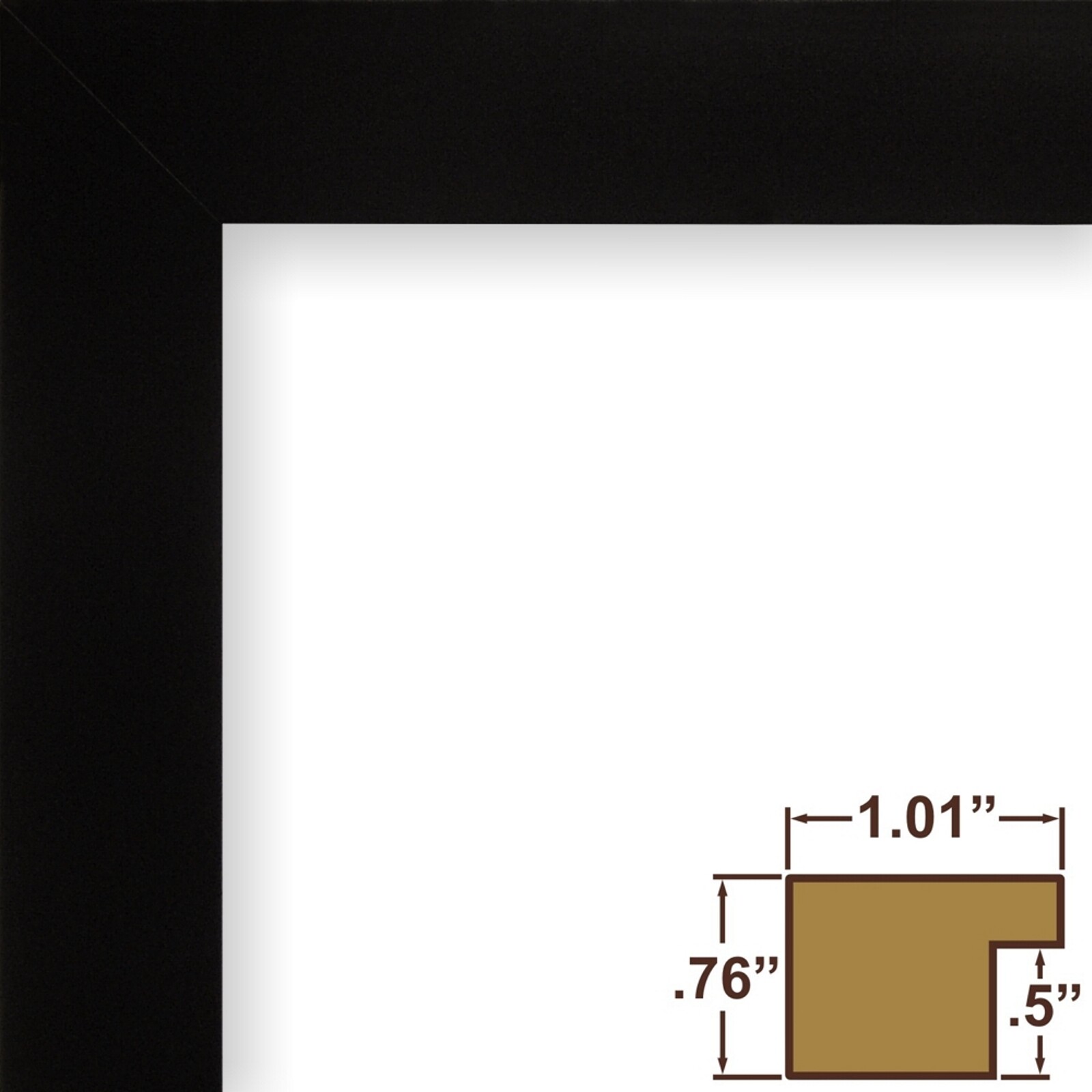 Essentials, 1 Inch Wide Modern Satin Black Picture Frame, Common Sizes, 4-Pack