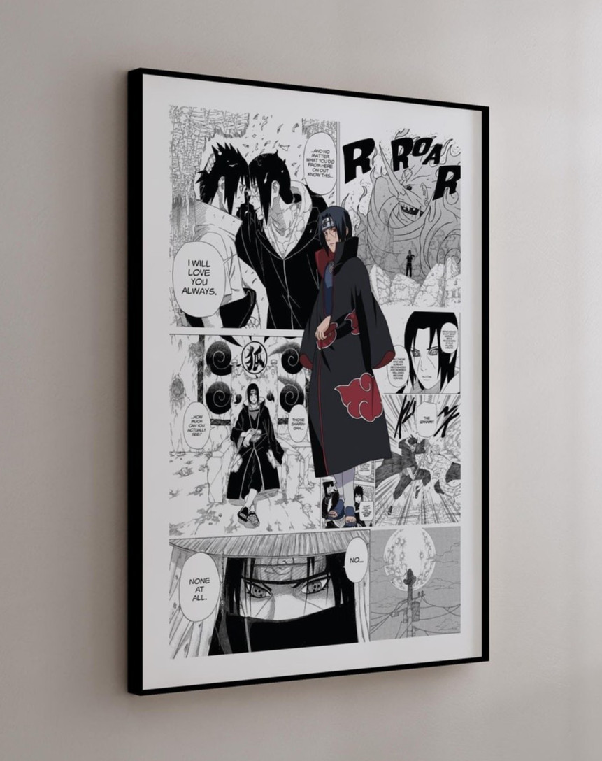 Itachi Uchiha Manga Panel Poster Naruto Canvas Curated Wall Art Anime Decor