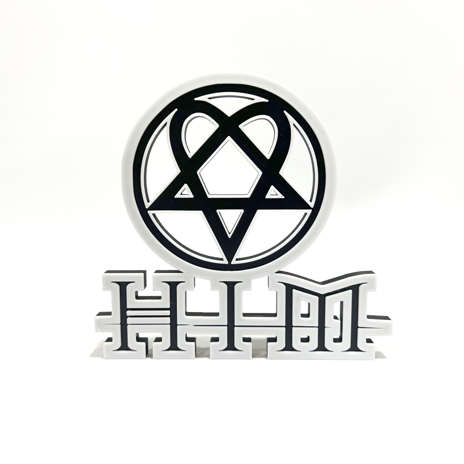 HIM Band Heartagram 3D Printed Sign – Gothic Rock Display Plaque Gift for Fans