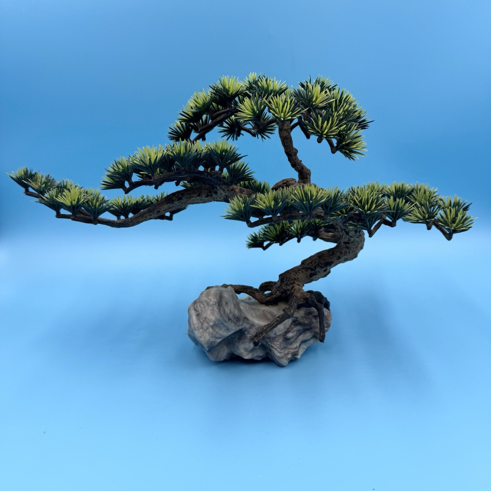 Vintage 1960s Artificial Faux Bonsai Tree on Plastic Resin Rock – Unique Decor