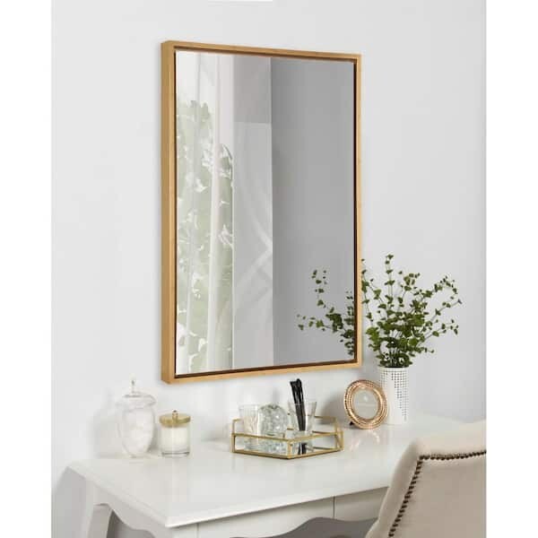 Kate and Laurel Medium Rectangle Gold Modern Mirror (36 in. H x 24 in. W)
