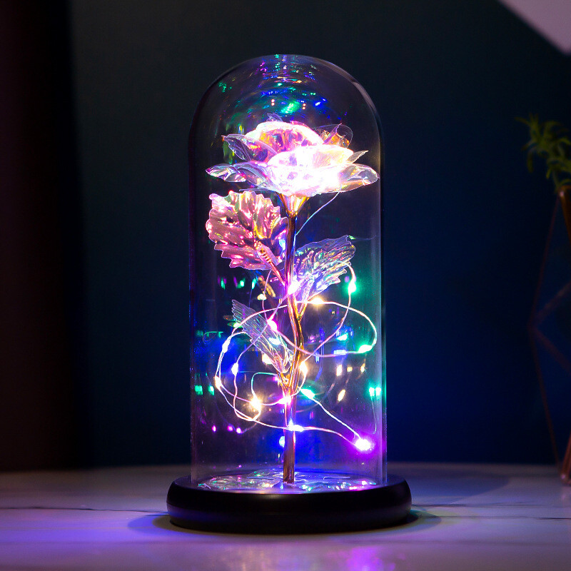 Forever Galaxy Rose In Glass Dome Eternal LED Light Flower Valentine’s Day Gift