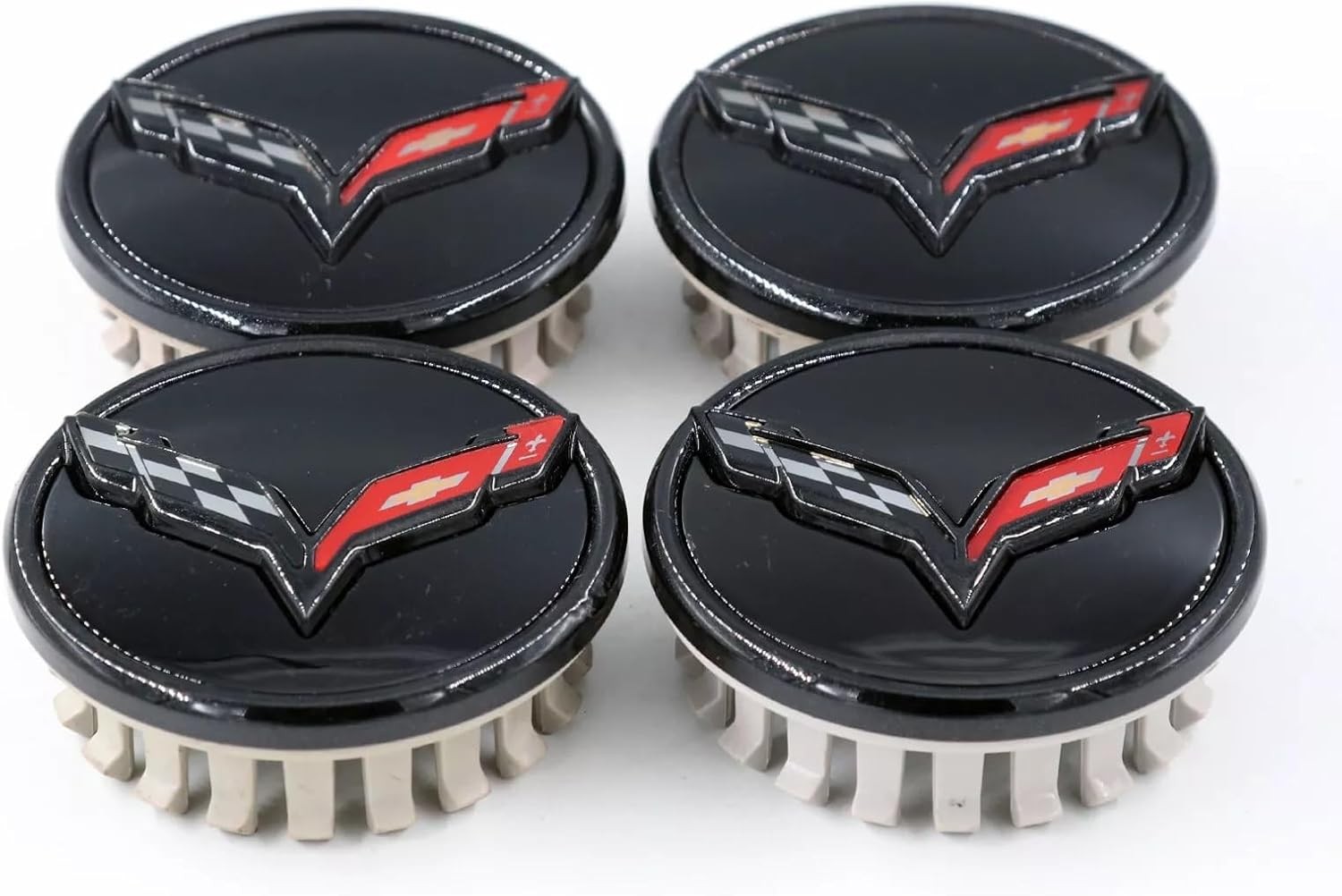 4 C7 Corvette Stingray Center Caps Crossed Flag Logo