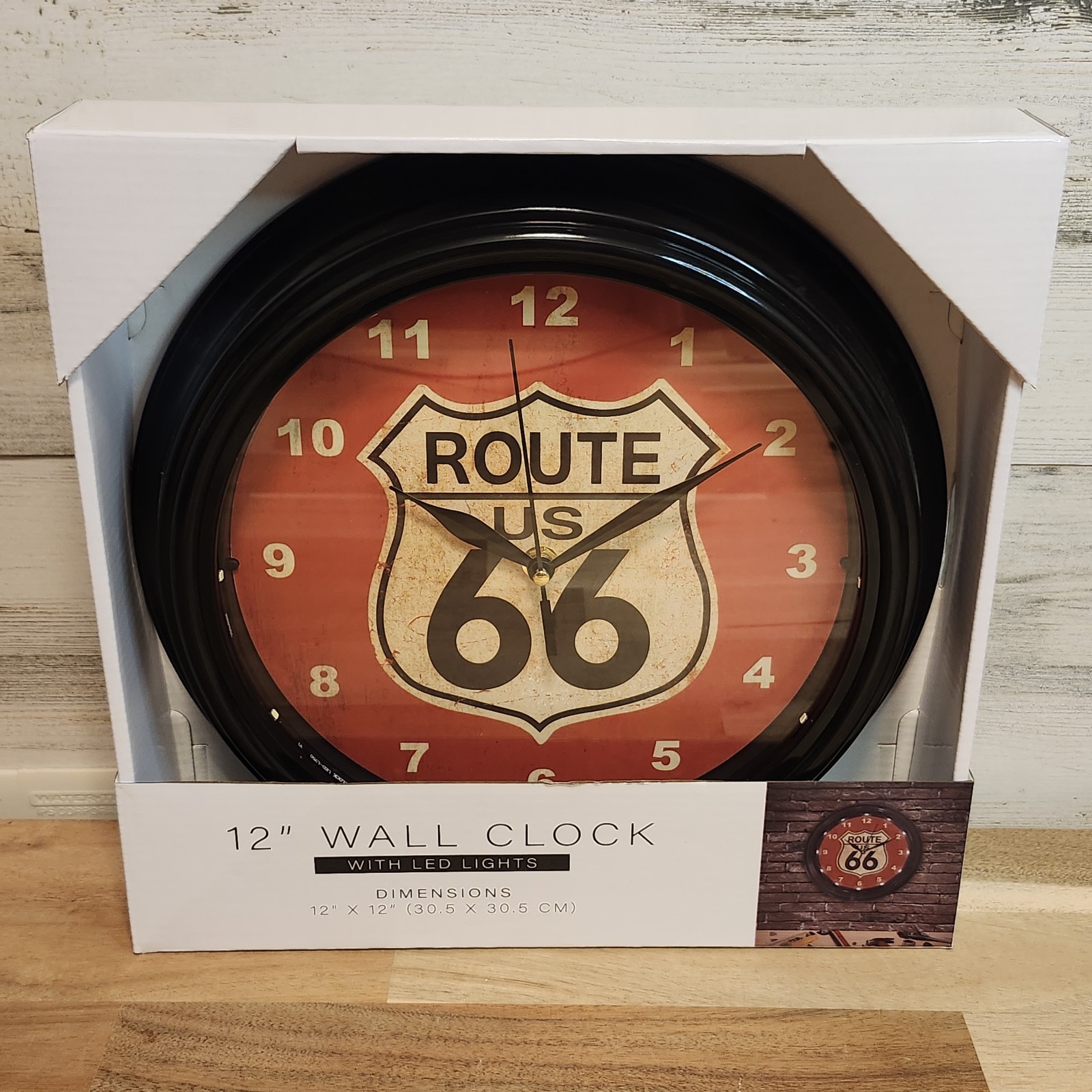 American Art Decor Route 66 Vintage Style Shield LED Wall Clock Garage New